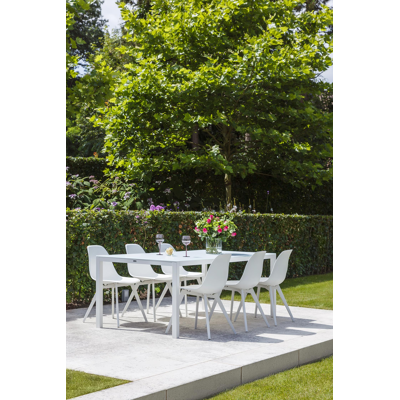 Taranto tuintafel in wit aluminium met tafelblad in volkeramiek - L 200 x B 100 cm