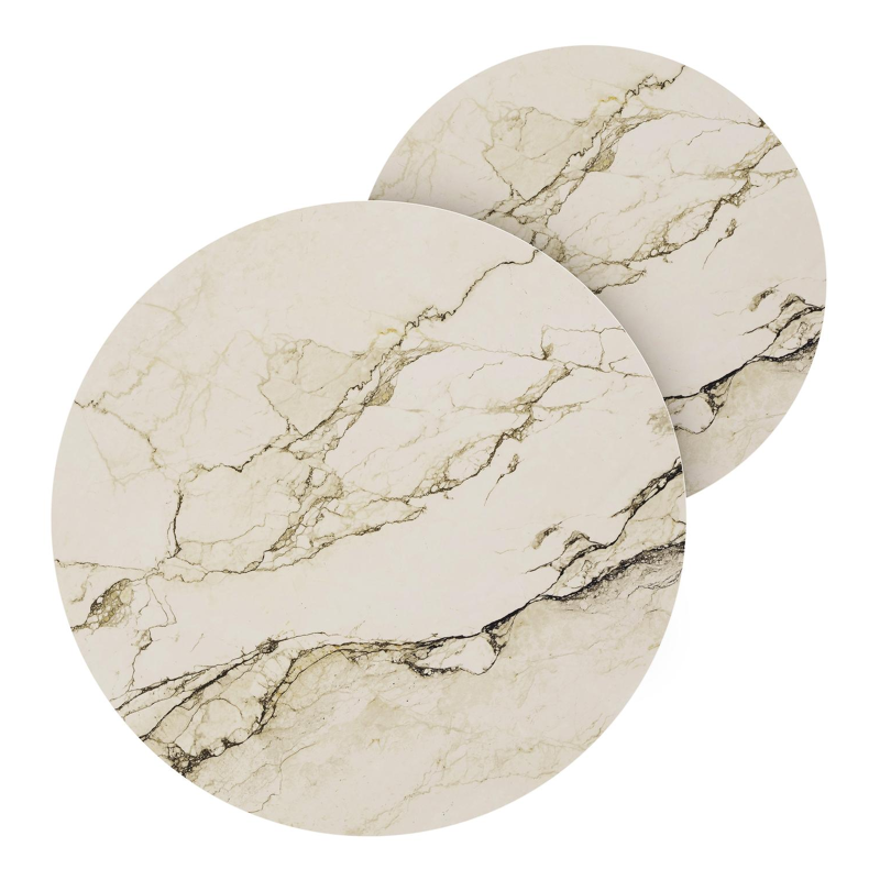 Lacrima loungetafels in zwart aluminium en colorado dunes volkeramiek - Dia. 85/65 x H 35/30 cm