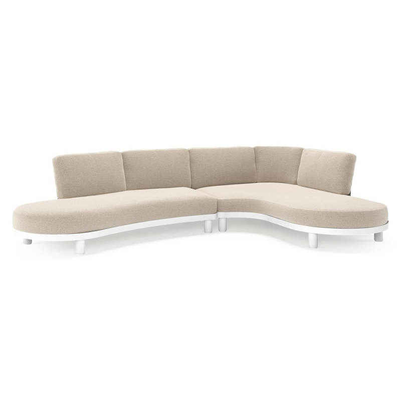 Donato loungehoek in wit aluminium met All Weather Cosytica Catania Sand kussen
