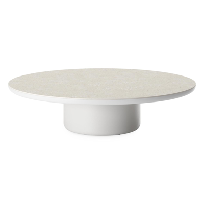Table de basse Amico ronde en aluminium blanc et céramique pleine Shilin - Diam. 110 x Haut. 28 cm