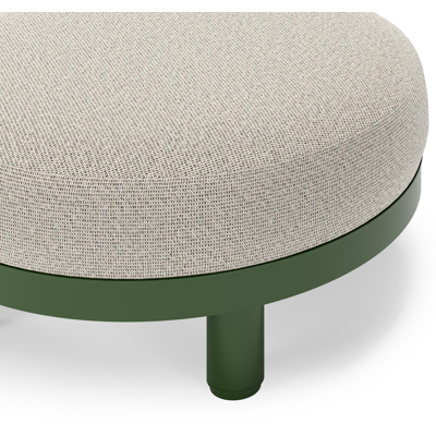 Donato lounge poef in groen aluminium met all weather solica Firenze Sand kussen
