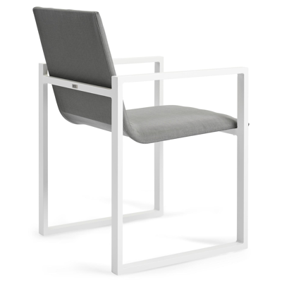 Verato tuinstoel in wit aluminium en grijs comfort textilene