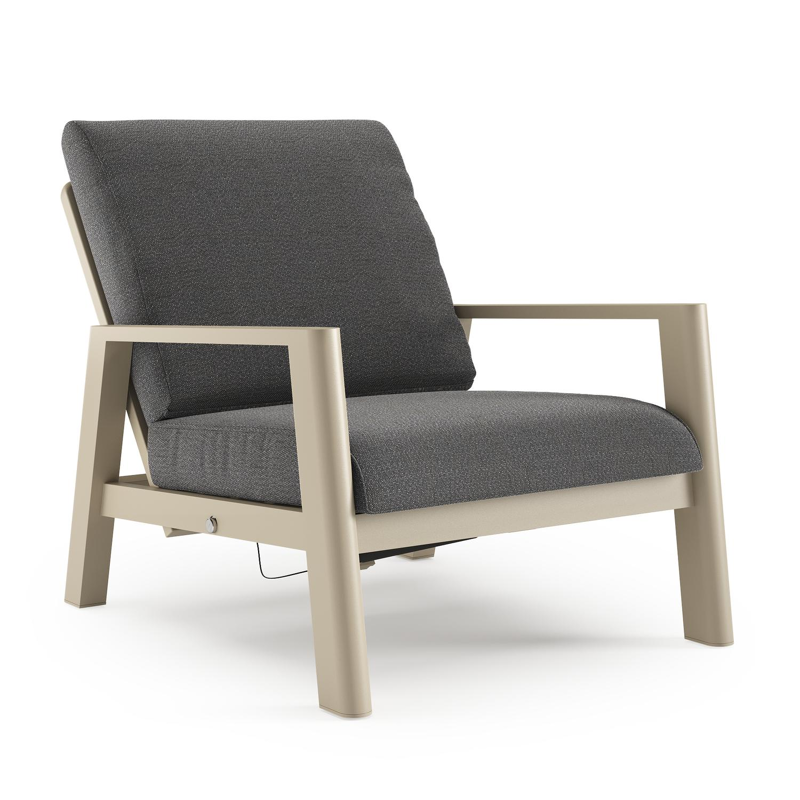 Cirello loungestoel 1-zit in beige aluminium met savane tornado all weather sunbrella® luxe kussen