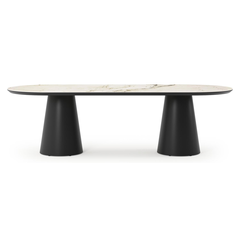 Donato tuintafel ovaal in zwart aluminium en volkeramiek colorado dunes - L 260 x B 100 x H 73 cm