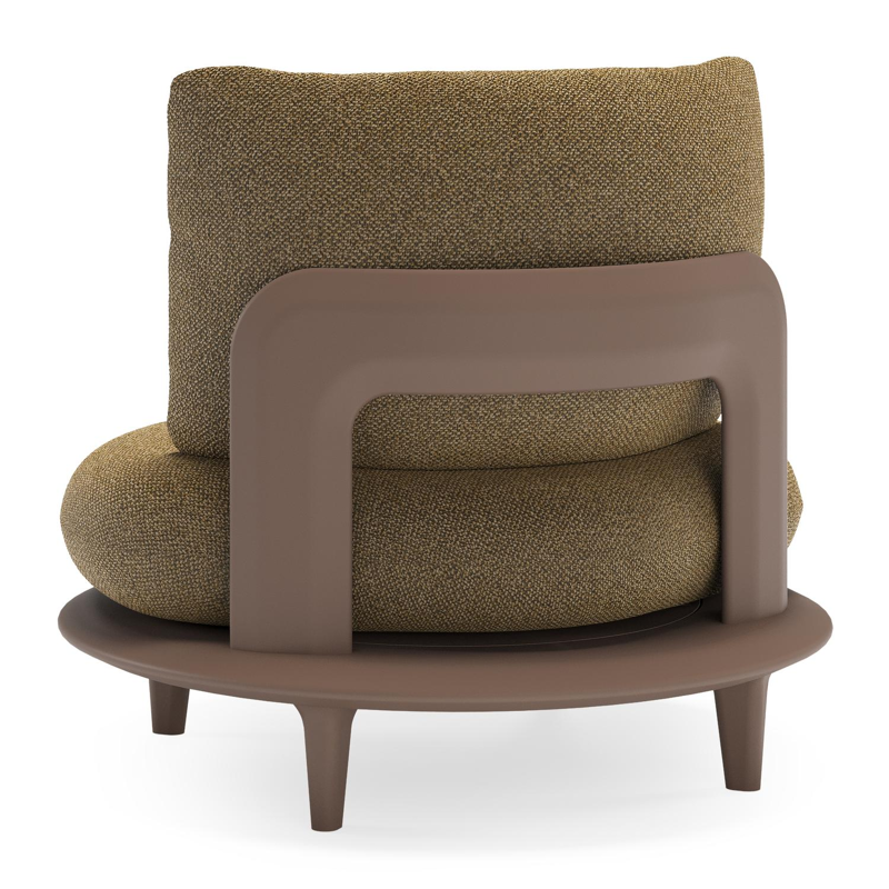 Bomero loungestoel in taupe aluminium met madagascar walnut all weather cosytica kussen