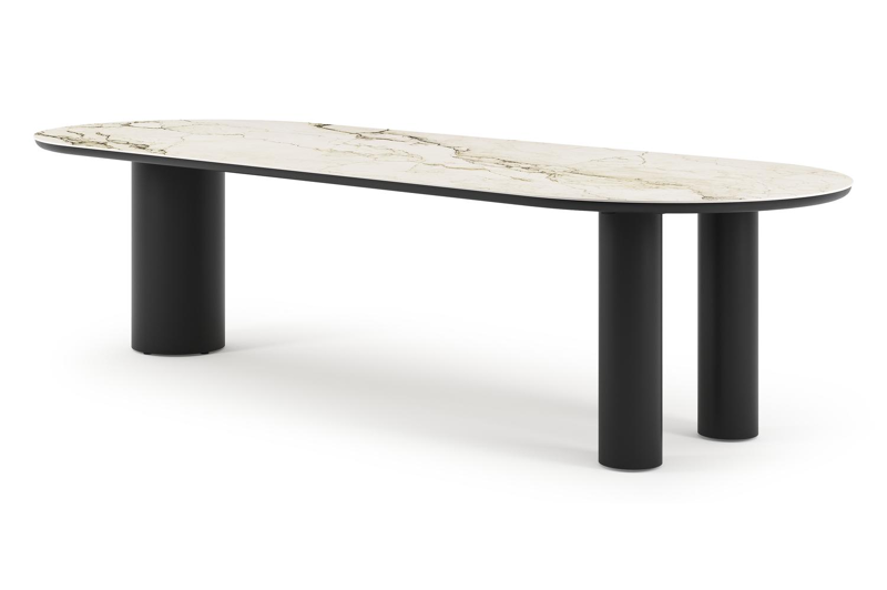 Organo tuintafel ovaal in zwart aluminium en volkeramiek  colorado dunes - L 300 x B 110 x H 74 cm