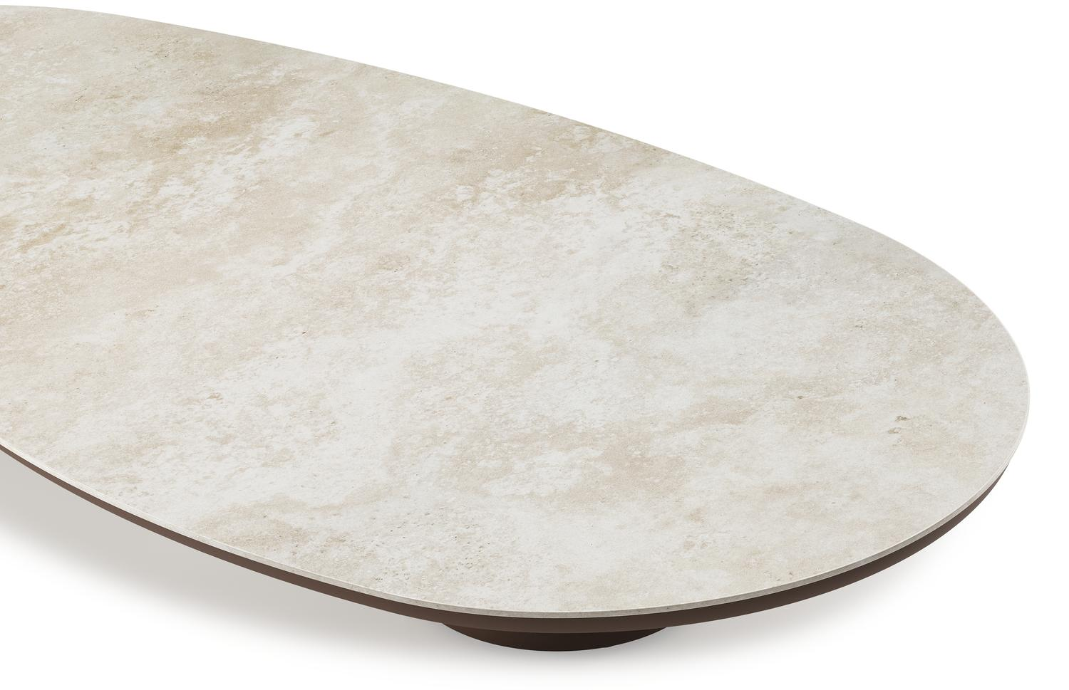 Amico loungetafel organisch in taupe aluminium en volkeramiek Rapolano - L 170 x B 91 x H 25 cm