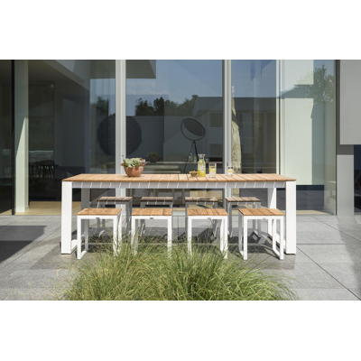 Verato krukje in wit aluminium en naturel teak