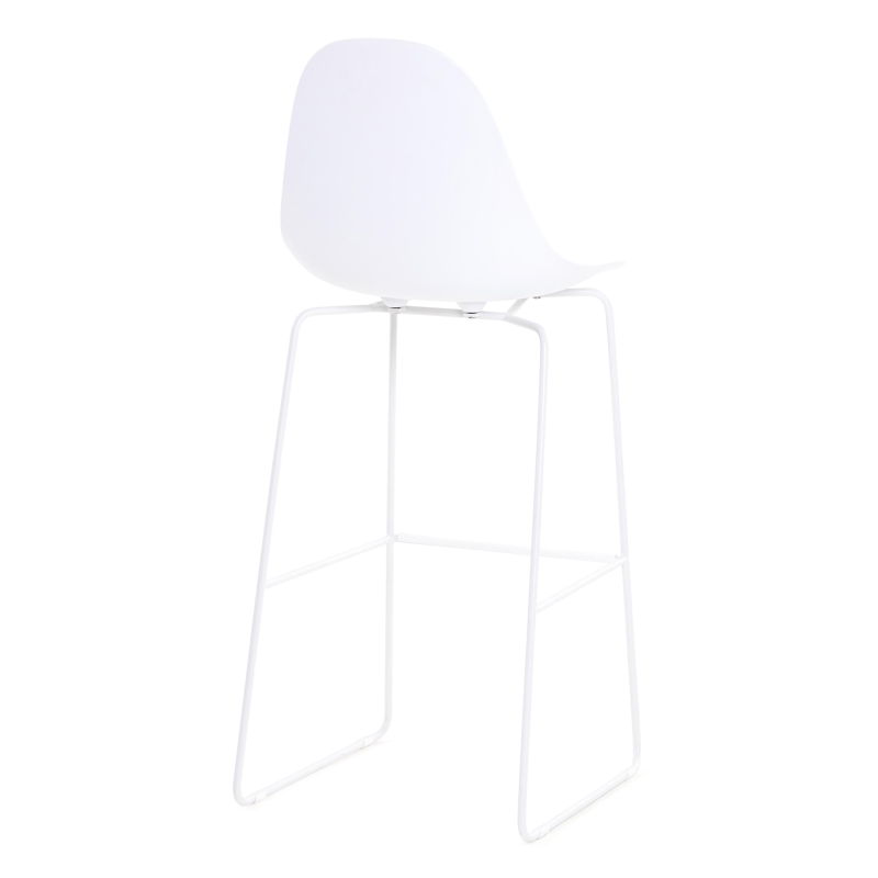 Verato barstoel in wit aluminium en wit kunststof