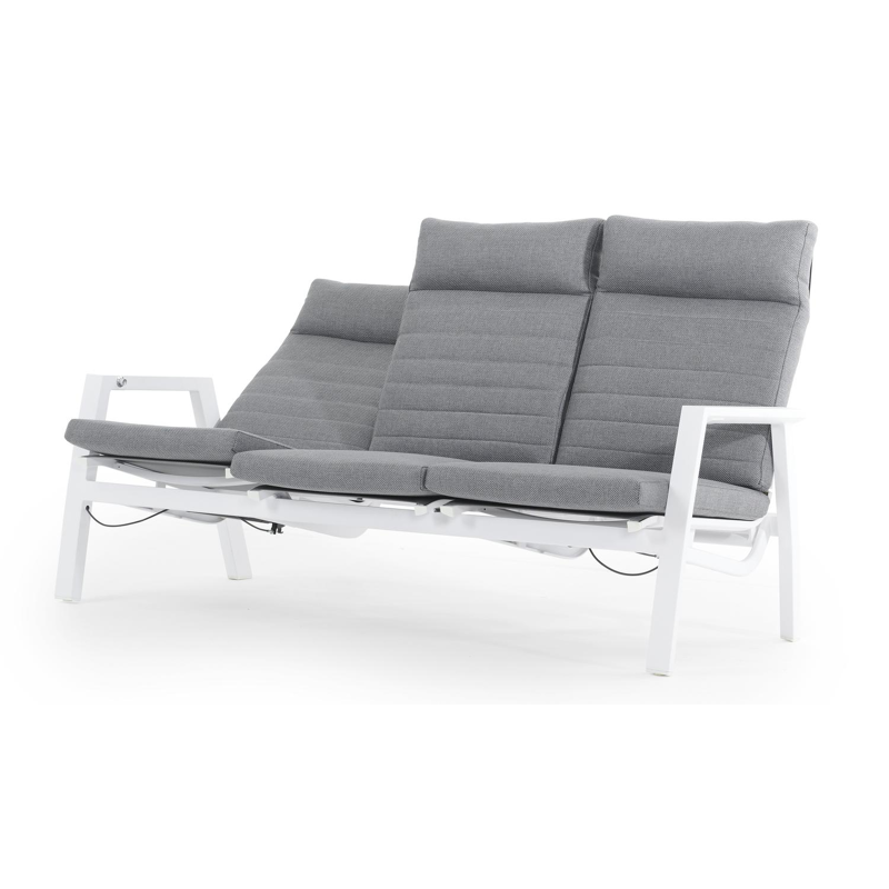 Prato loungezetel 3-zit in wit aluminium met grijs weather+ textilene kussen
