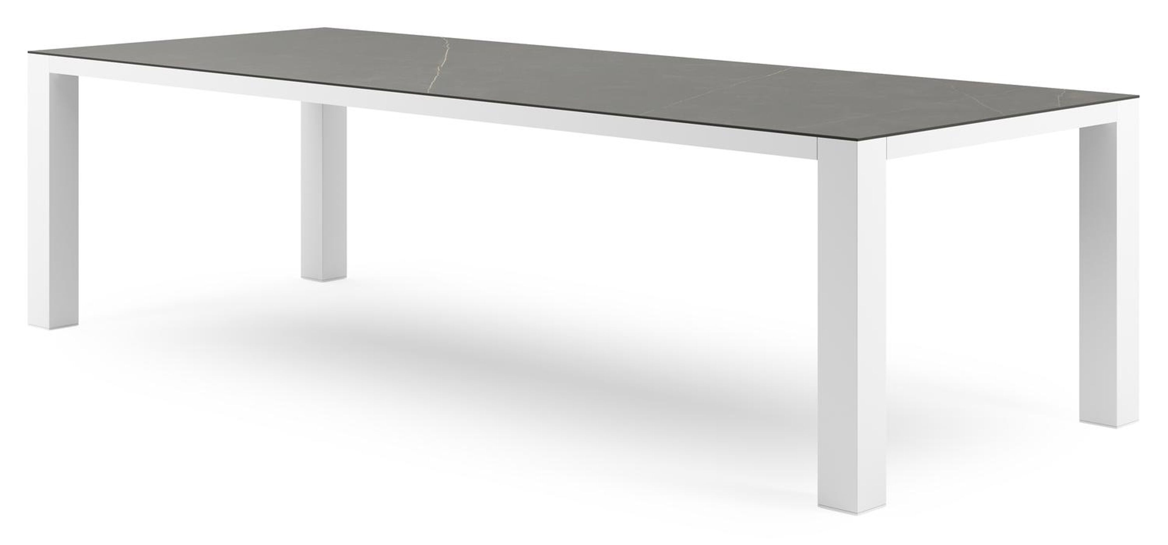 Nano tuintafel rechthoekig in wit aluminium en volkeramiek Calatorao - L 280 x B 110 x H 75 cm