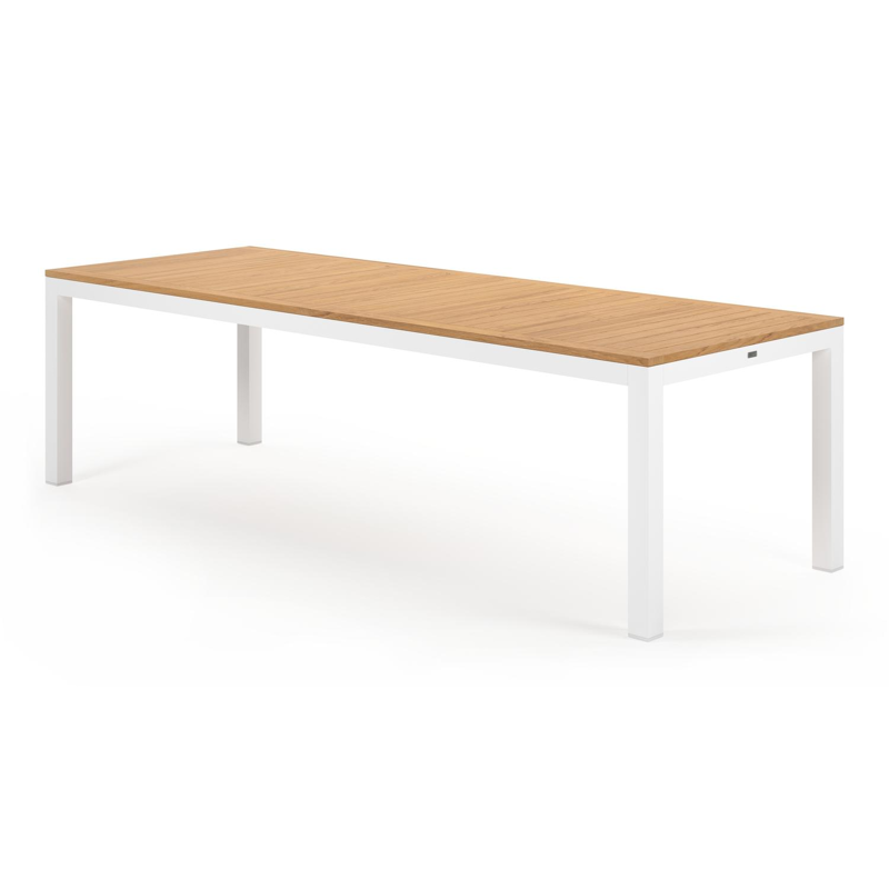 Varese tuinset in wit aluminium en naturel teak tafelblad met 10 Artena tuinstoelen