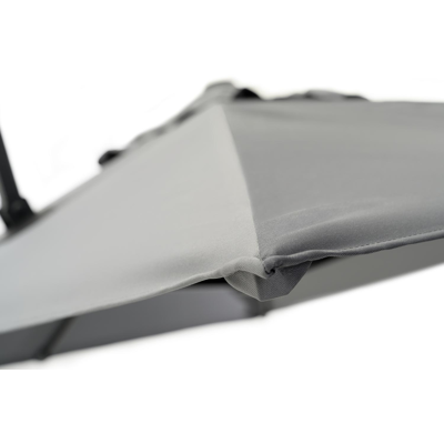 Avola zweefparasol met tiltfunctie in zwart aluminium met grijs polyester parasoldoek - L1: 300 x L2: 200 cm (met voet)