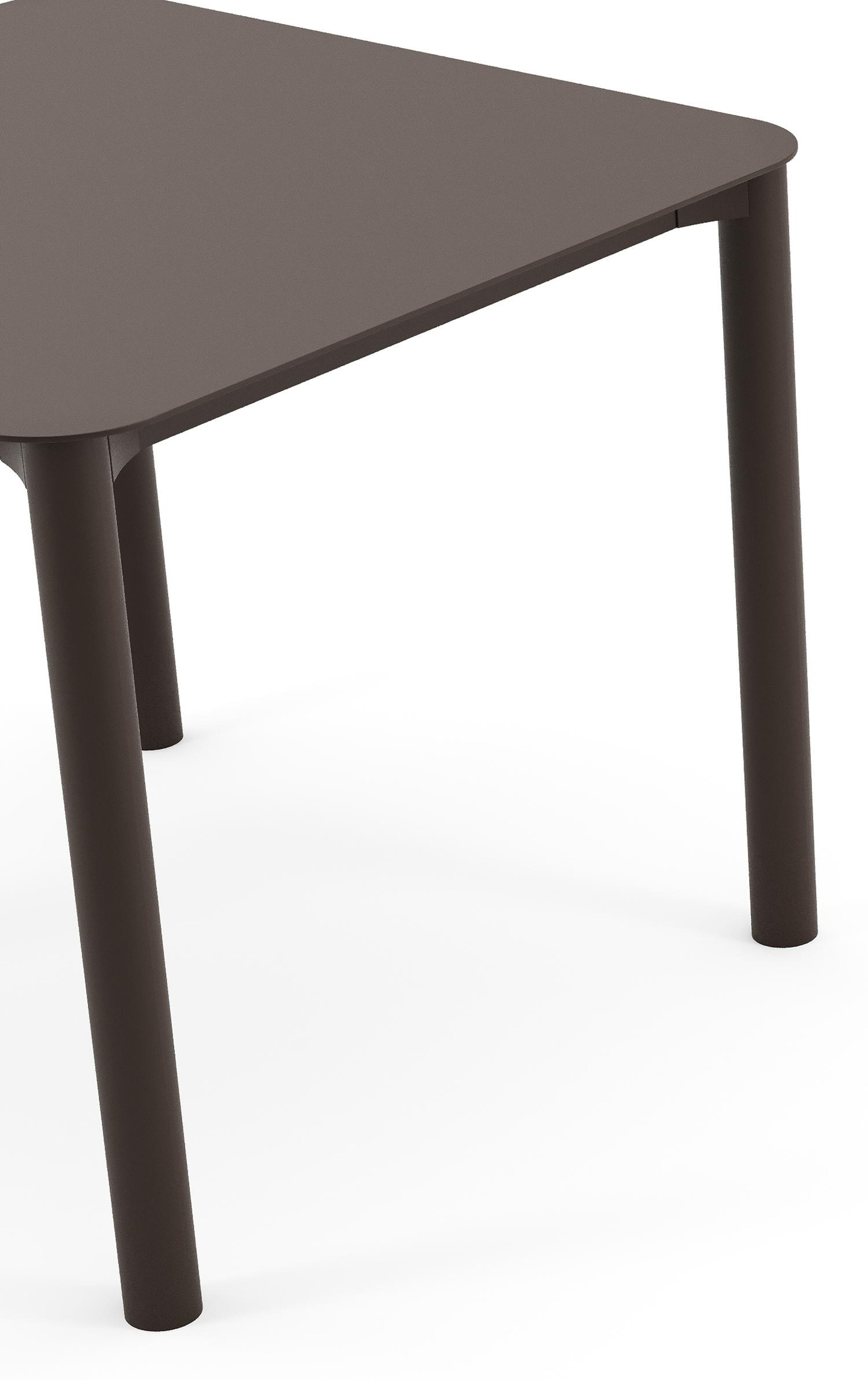 Table de jardin rectangulaire Orso arrondie en aluminium brun foncé - Lg. 90 x Lrg. 90 x Haut. 75 cm