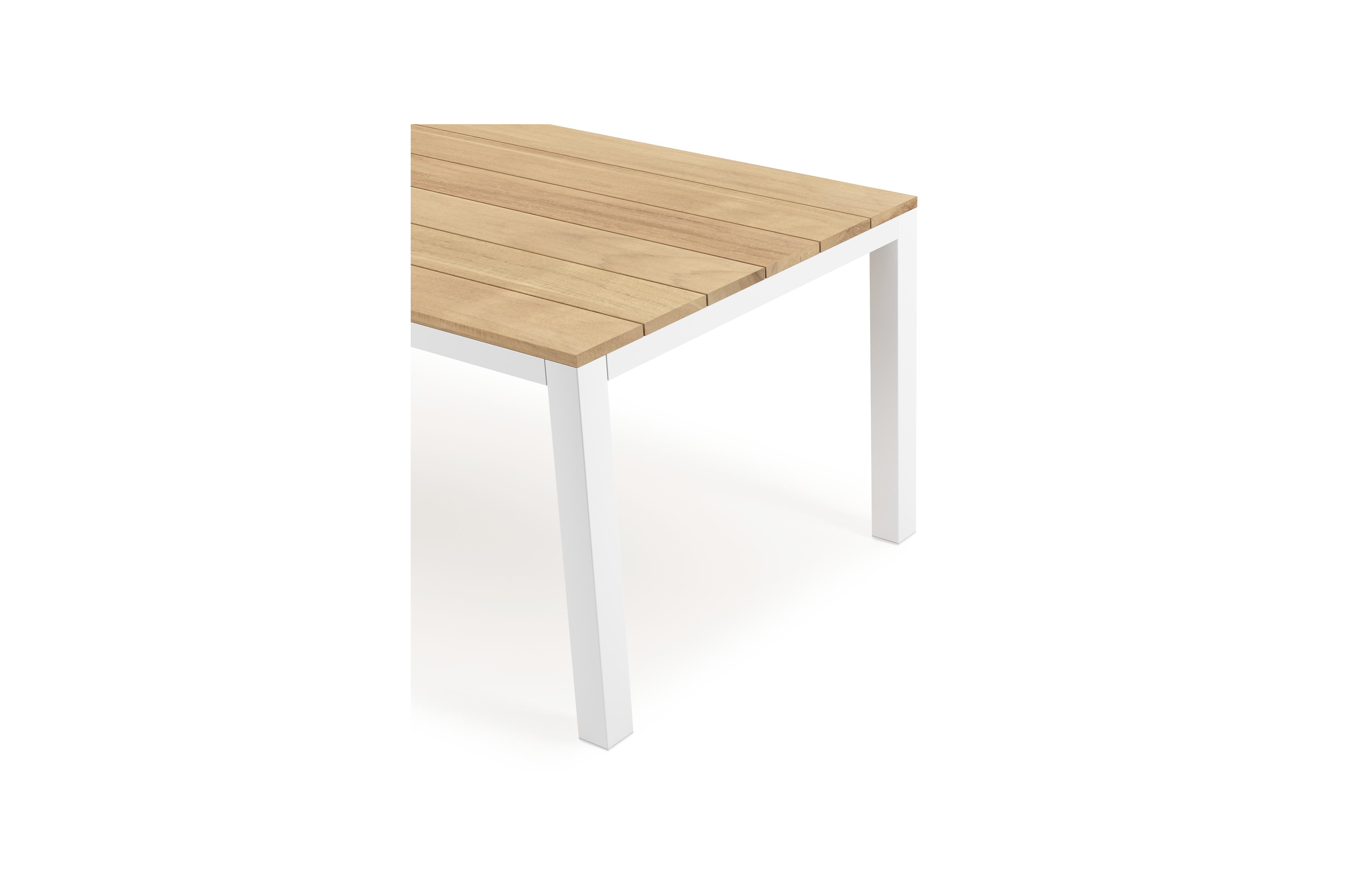 Capri tuintafel in wit aluminium en teak - L 200 x B 100 x H 75,5 cm