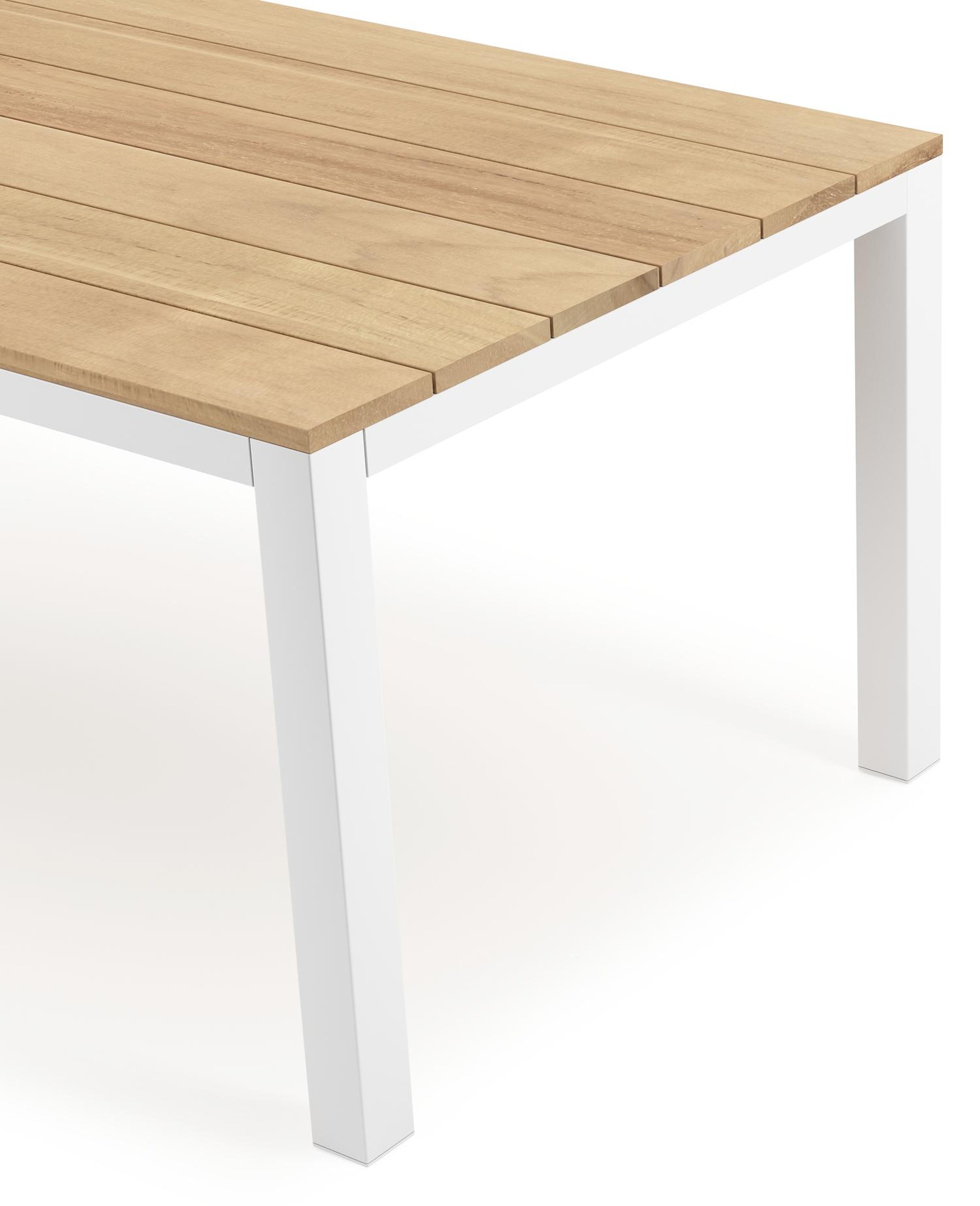 Capri tuintafel in wit aluminium en teak - L 200 x B 100 x H 75,5 cm