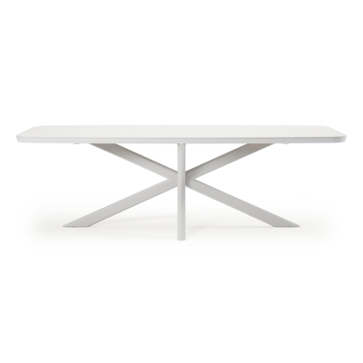 Pamplona tuintafel bootvorm in wit aluminium en sintered stone Topo minerale - L 240 x B 110 x H 72 cm