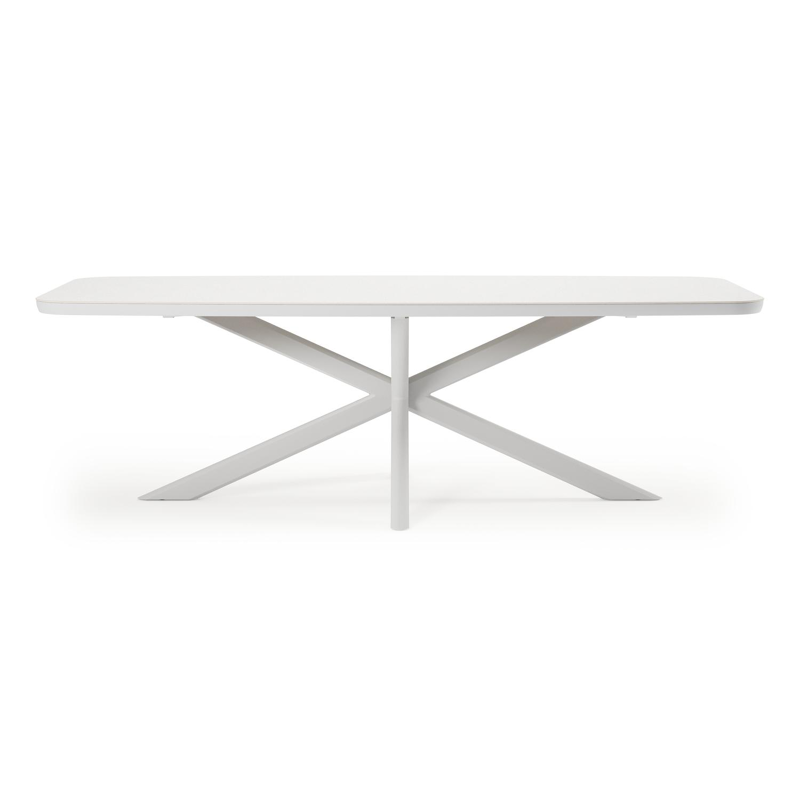 Pamplona tuintafel bootvorm in wit aluminium en sintered stone Topo minerale - L 240 x B 110 x H 72 cm