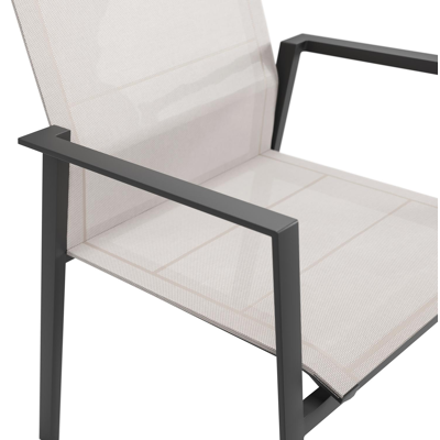 Cirello stapelbare tuinstoel in zwart aluminium en beige textilene