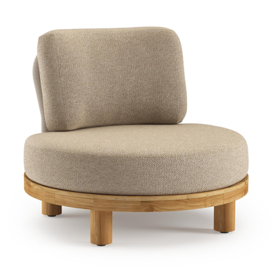 Donato loungestoel 1-zit in teak met madagascar oak all weather Casettica kussen