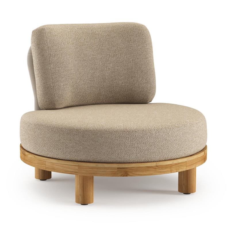 Donato loungestoel 1-zit in teak met madagascar oak all weather Casettica kussen