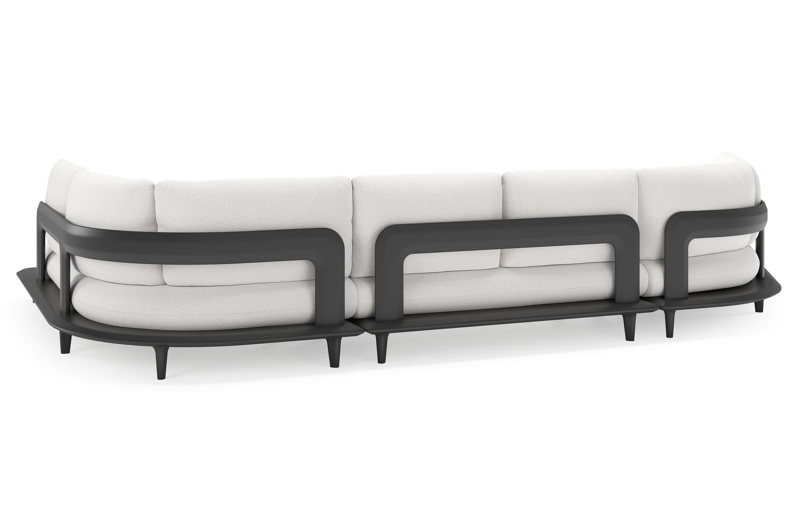 Bomero loungehoek in zwart aluminium met soul optik all weather solica kussen