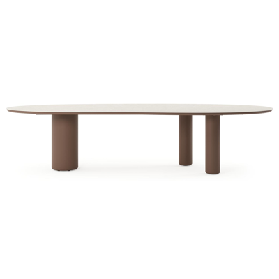 Amico tuintafel organisch in taupe aluminium en volkeramiek Shilin - L 320 x B 120 x H 73.5 cm