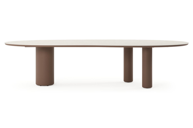 Amico tuintafel organisch in taupe aluminium en volkeramiek Shilin - L 320 x B 120 x H 73.5 cm