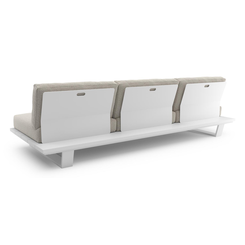 Pagino loungebank in wit aluminium met firenze natural all weather solica kussen