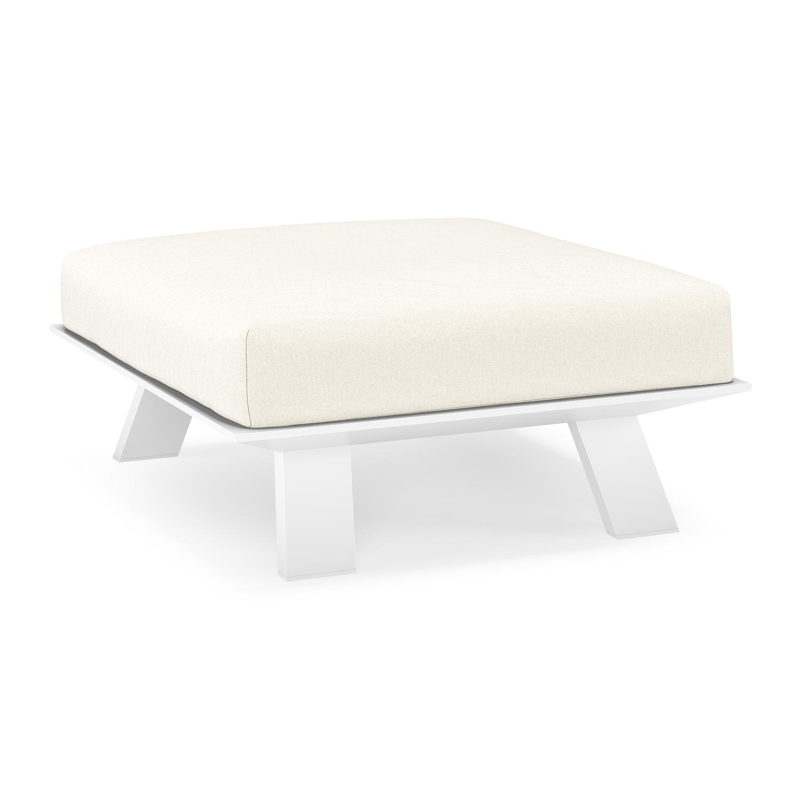 Cesano lounge poef in wit aluminium met natte white all weather sunbrella® luxe kussen
