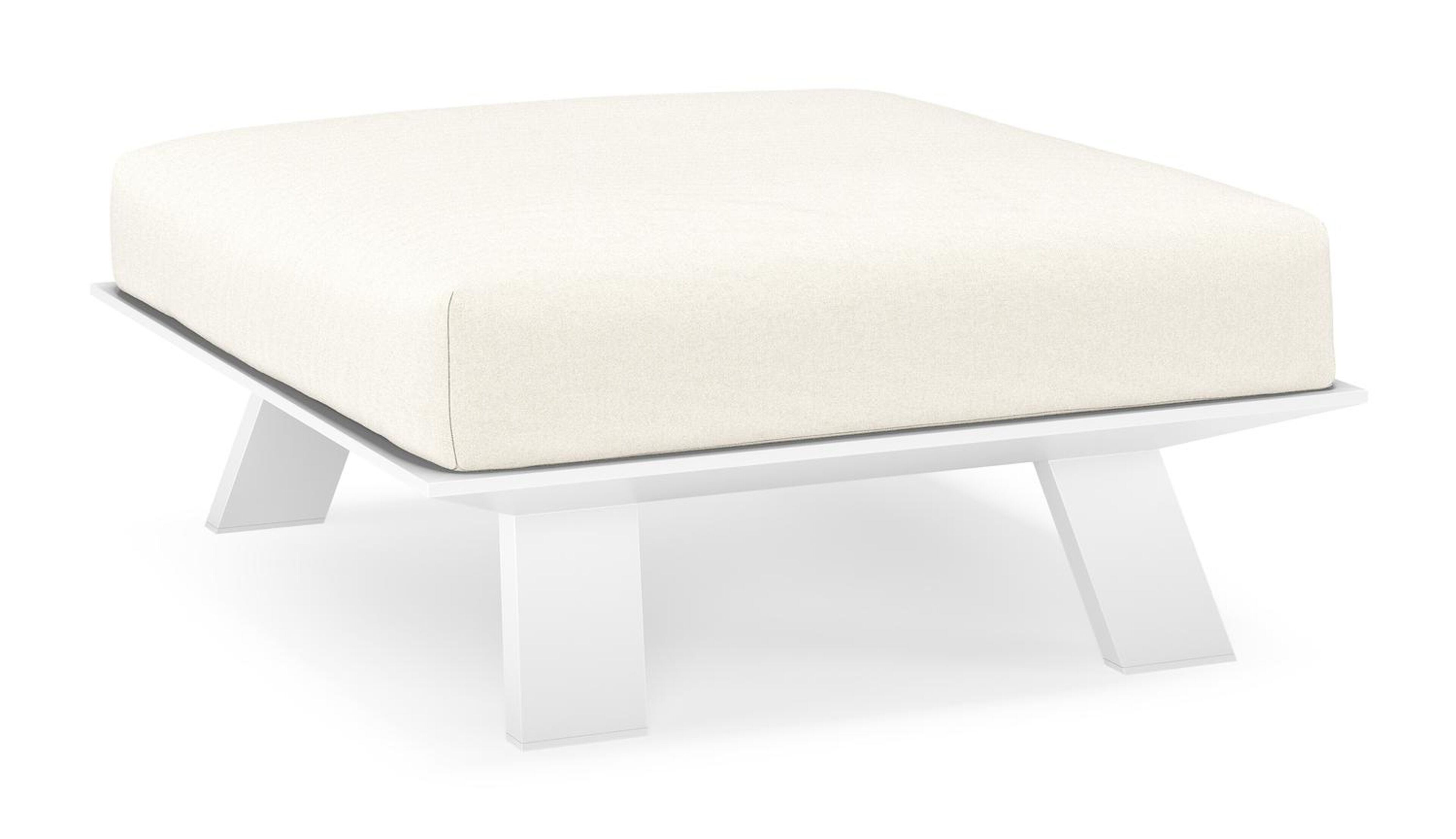 Pouf lounge Cesano en aluminium blanc avec coussin en all weather sunbrella® luxe natte white
