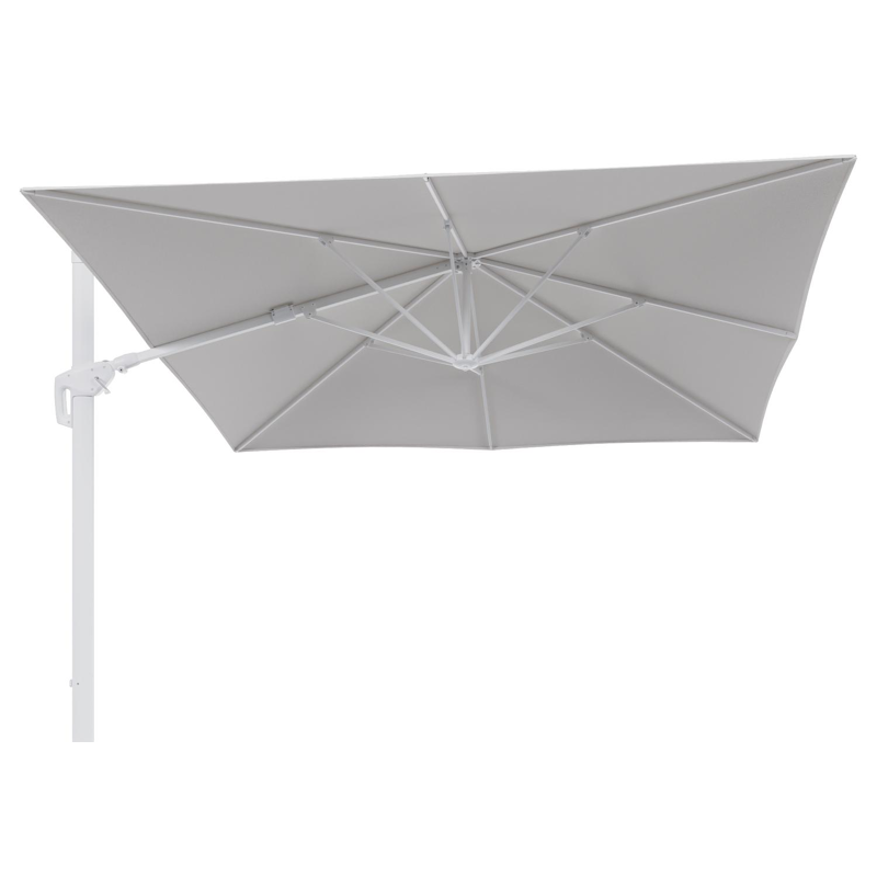 Minore zweefparasol tiltfunctie in wit aluminium en parasoldoek in All Weather Solica Soul Optik  - L1 350 x L2: 350 cm (zonder voet) (zonder voet)