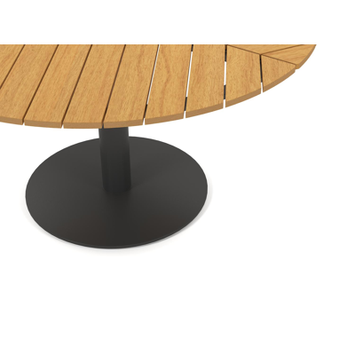 Lagos tuinset in zwart aluminium en naturel polywood tafelblad met 6 stapelbare Bahia tuinstoelen