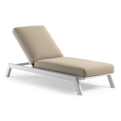 Cirello verstelbaar ligbed met pompsysteem in wit aluminium met althea chalk all weather Cosytica kussen