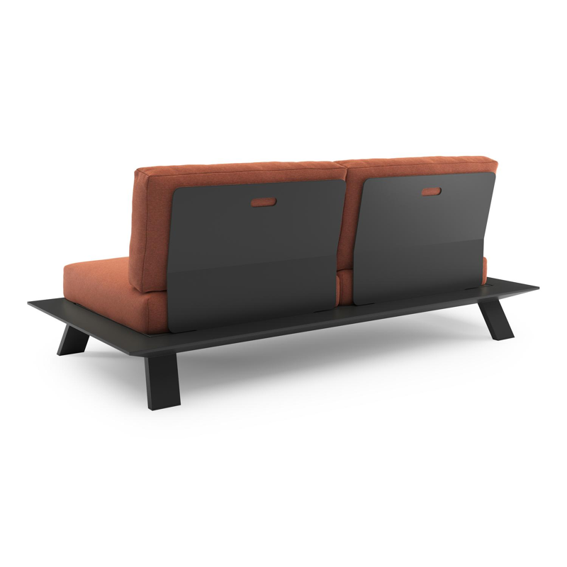 Cesano loungebank in zwart aluminium met heritage rust all weather Sunbrella® luxe kussen