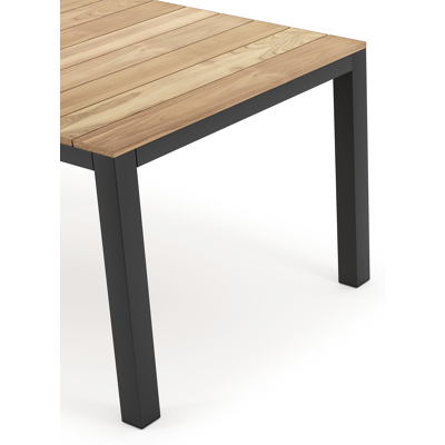 Capri tuintafel in zwart aluminium en teak - L 160 x B 100 x H 75 cm