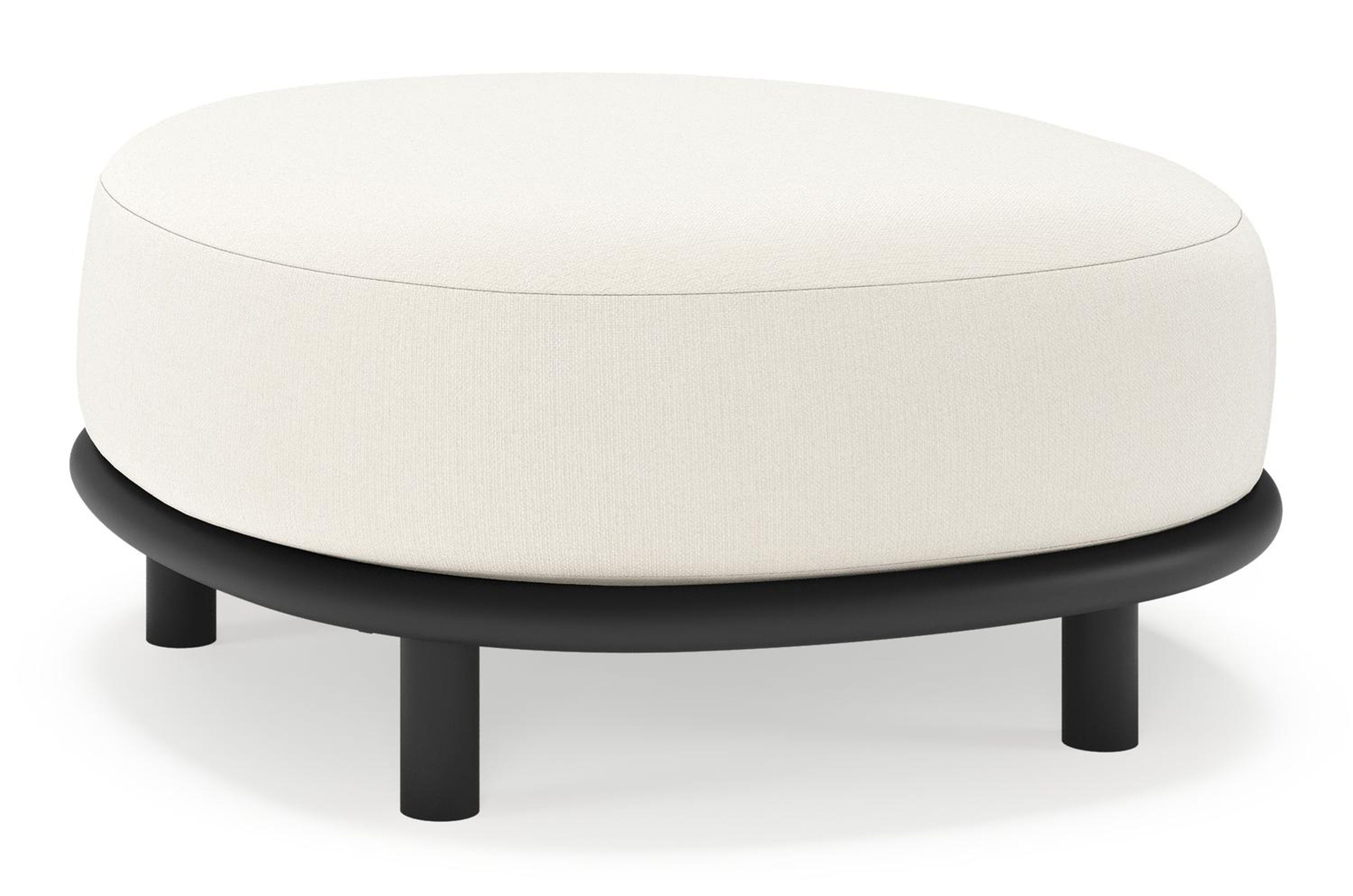 Lupino poef in zwart aluminium met savane white all weather sunbrella® luxe kussen