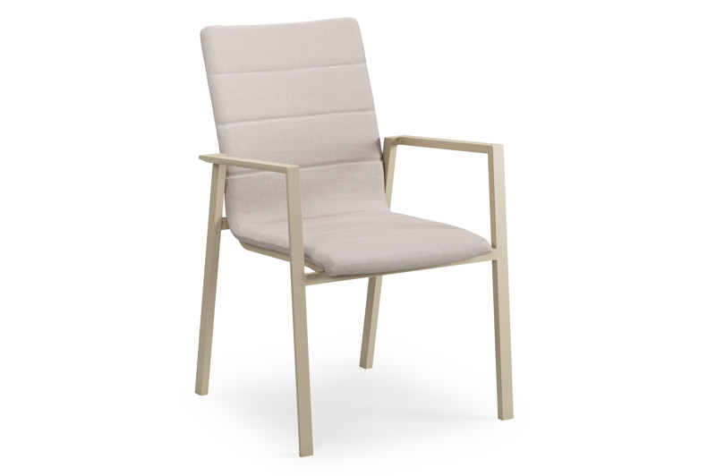 Cirello tuinstoel in beige aluminium en beige luxe textilene