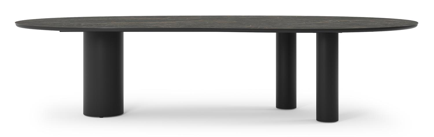 Organo tuintafel organisch in zwart aluminium en volkeramiek black obsession - L 320 x B 120 x H 74 cm