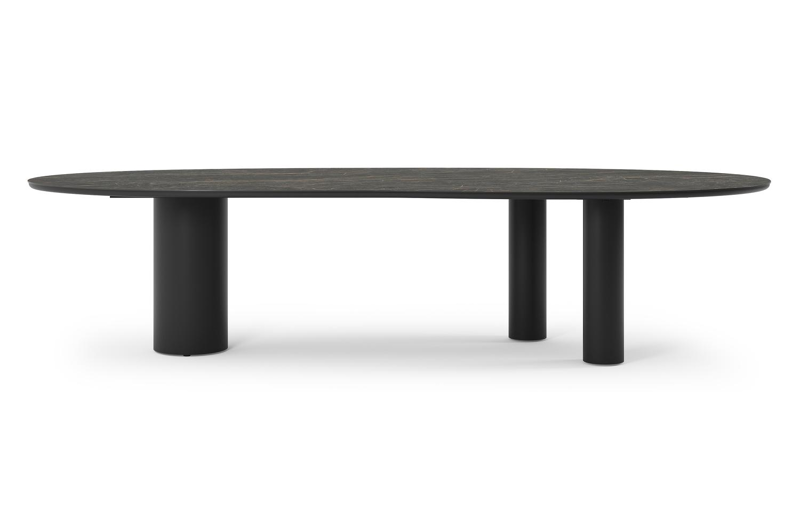Organo tuintafel organisch in zwart aluminium en volkeramiek black obsession - L 320 x B 120 x H 74 cm