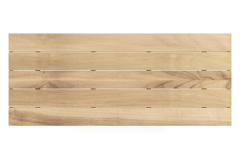 Table de jardin Nano en aluminium blanc et teck - Lg 240 x Larg. 100 x H 75 cm