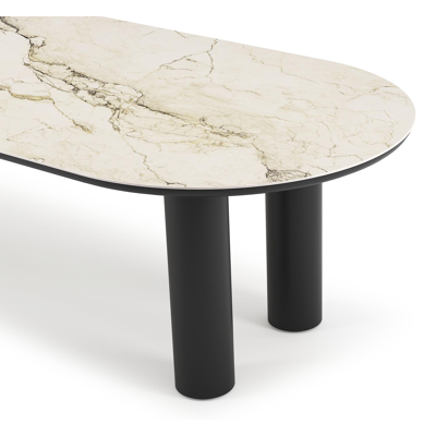 Organo tuintafel ovaal in zwart aluminium en volkeramiek  colorado dunes - L 300 x B 110 x H 74 cm