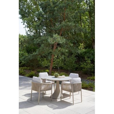 Fano tuintafel rond in beige aluminium en volkeramiek Calista Dia. 110 x H 75 cm x H 75 cm