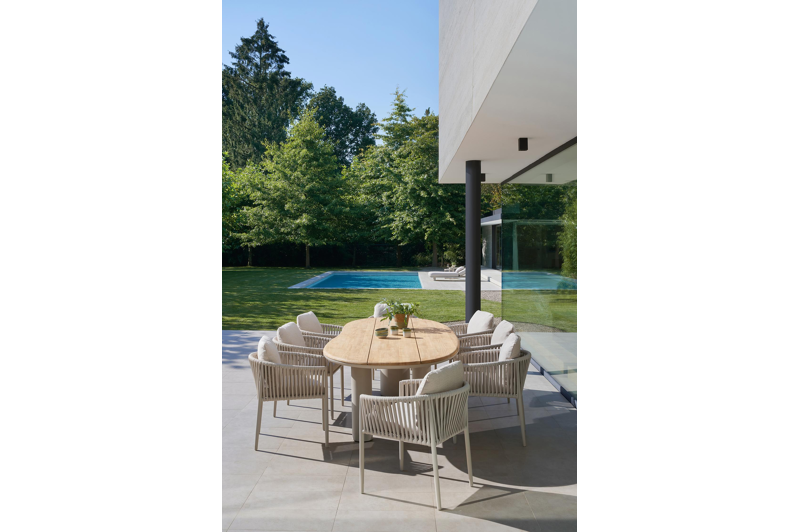 Organo tuintafel organisch in beige aluminium en teak L 280 x B 120 x H 74 cm