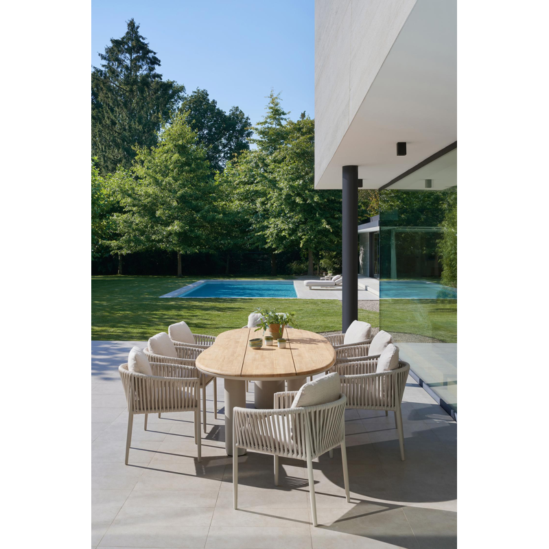 Organo tuintafel organisch in beige aluminium en teak L 280 x B 120 x H 74 cm