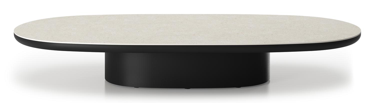 Amico loungetafel bombo in zwart aluminium en volkeramiek Shilin - L 171 x B 89 x H 24 cm