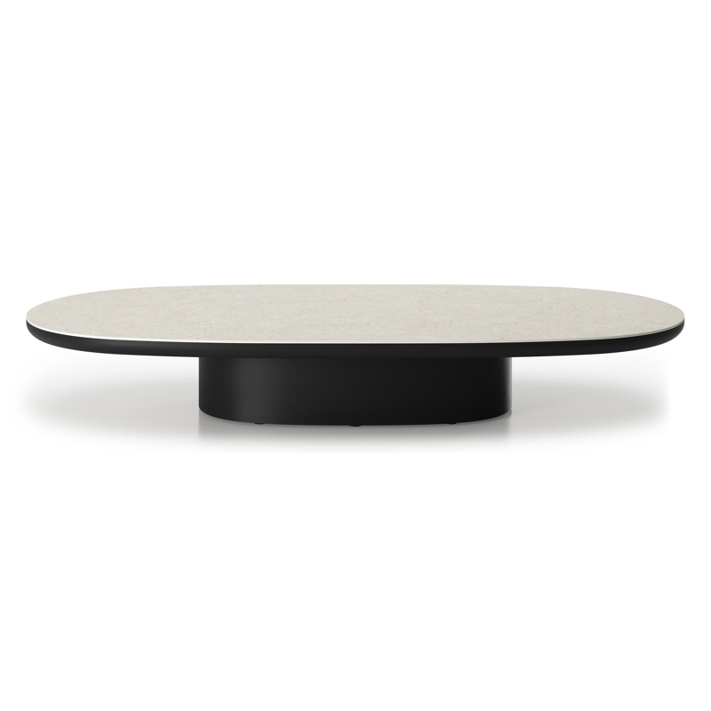 Amico loungetafel bombo in zwart aluminium en volkeramiek Shilin - L 171 x B 89 x H 24 cm