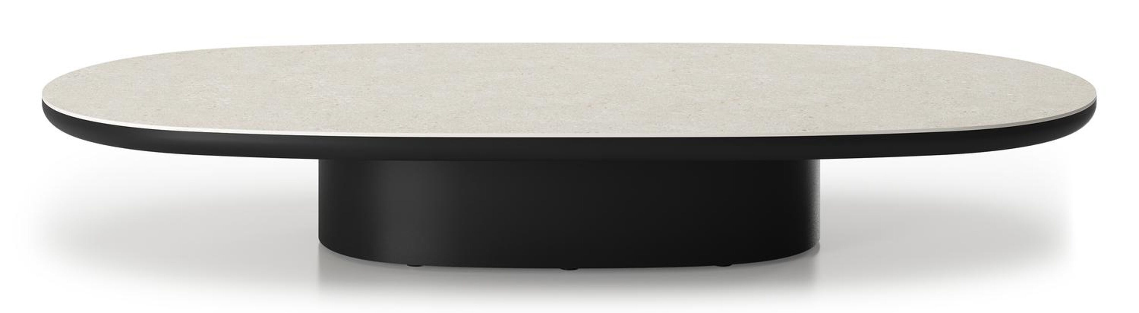 Table de basse Amico bombo en aluminium noir et céramique pleine Shilin - Lg. 171 x Lrg. 89 x Haut. 24 cm