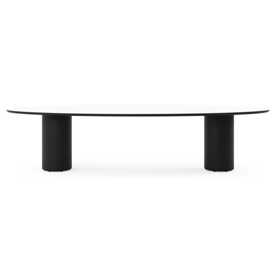 Amico tuintafel ovaal in zwart aluminium en volkeramiek Arctic White - L 320 x B 130 x H 73.5 cm