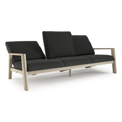 Cirello loungebank 3-zit in beige aluminium met chartres sooty all weather sunbrella® luxe kussen